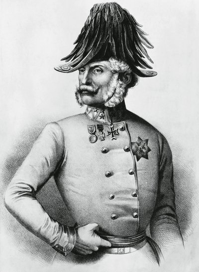 Retrato de Ferencz Gyulai (1798-1868), general y político austrohúngaro, grabado de Walter Charles Mills