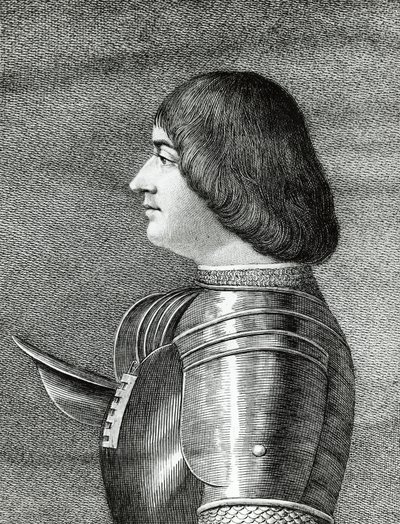 Retrato de Ludovico Sforza, conocido como Il Moro (1452-1508), Duque de Milán, grabado de Walter Charles Mills