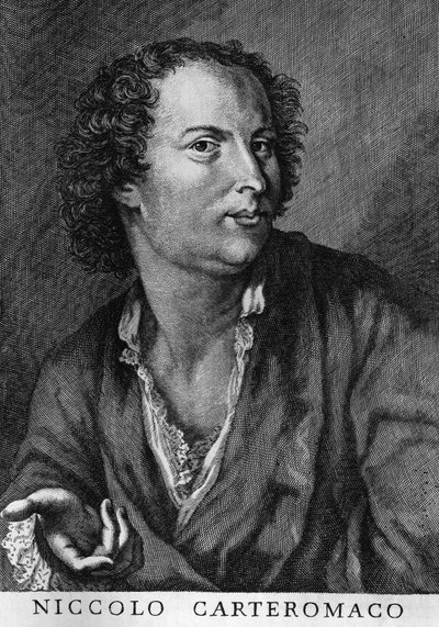 Retrato de Niccolo Forteguerri, también conocido como Niccolo Carteromaco (1674-1735), poeta italiano, grabado de Walter Charles Mills