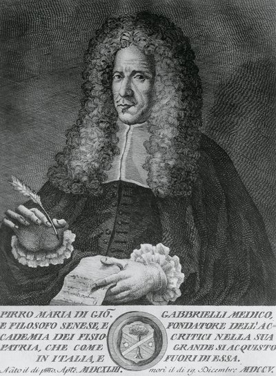 Retrato de Pirro Maria Gabbrielli (1643-1705), filósofo italiano y profesor de medicina teórica y botánica, grabado por Cosimo Zocchi (activo 1740-ca 1787) de Walter Charles Mills