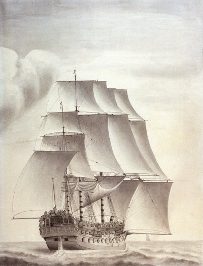 Retrato del buque inglés "Worcester" 60 cañones de John (attr.to) Hood