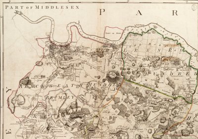 Mapa de Greenwich a Erith, Londres de John Andrews