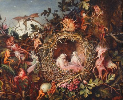 Hadas en un nido de pájaros, c.1860 de John Anster Fitzgerald