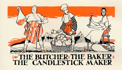 El carnicero, el panadero, el fabricante de candelabros, c1925 de John Archibald Austen