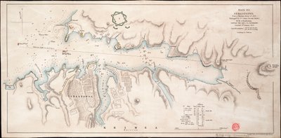 Sebastopol en el Mar Negro según un estudio ruso de 1836 de John Arrowsmith