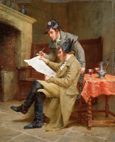 Noticias del Ejército, c.1900 (óleo sobre tabla) de John Arthur Lomax