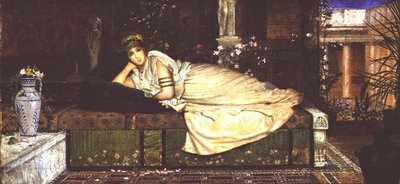 Una dama clásica en un interior de John Atkinson Grimshaw