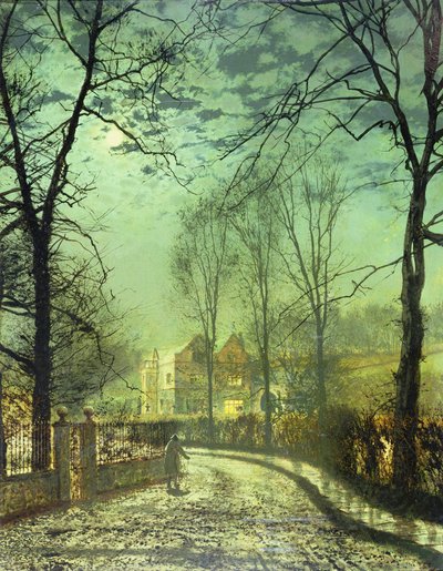 Un camino iluminado por la luna, siglo XIX de John Atkinson Grimshaw