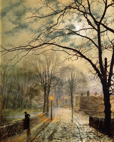 Un paseo a la luz de la luna, Bonchurch, Isla de Wight de John Atkinson Grimshaw