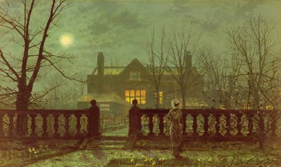 Una dama en un jardín a la luz de la luna, 1882 de John Atkinson Grimshaw
