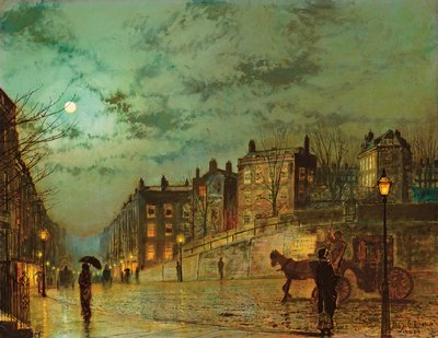 Colina de Hampstead, mirando hacia abajo por Heath Street, 1881 de John Atkinson Grimshaw