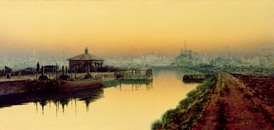 Knostrop Cut, Leeds, Noche de Domingo de John Atkinson Grimshaw