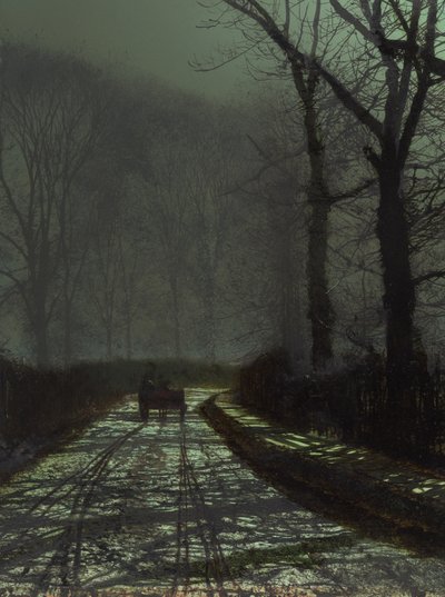 Escena nocturna en el carril de John Atkinson Grimshaw