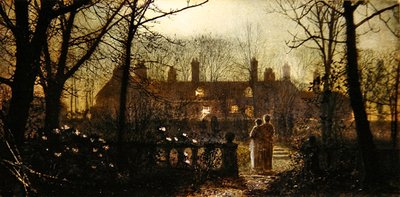 Escena nocturna con dos figuras de John Atkinson Grimshaw