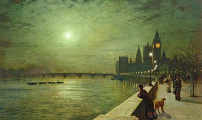 Reflexiones sobre el Támesis, Westminster de John Atkinson Grimshaw