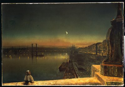Rouen de noche desde el Pont de Pierre de John Atkinson Grimshaw