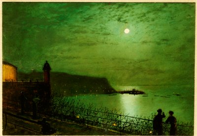 Scarborough a la luz de la luna desde los escalones del Grand Hotel de John Atkinson Grimshaw