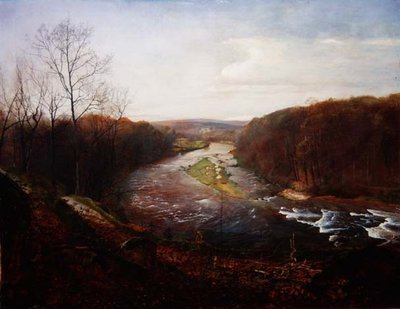 El Wharfe sobre Bolton Woods con Barden Tower en la distancia de John Atkinson Grimshaw