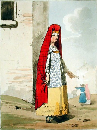 La esposa de un comerciante, grabado por el artista, publicado en 1804 de John Augustus Atkinson