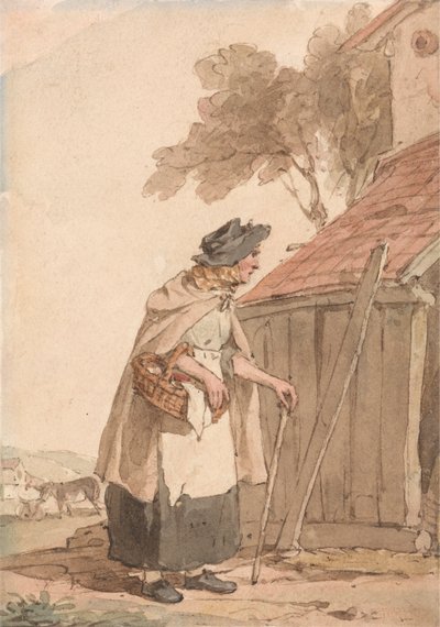 Una anciana con una cesta de John Augustus Atkinson