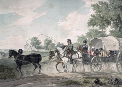Carro belga transportando heridos del campo después de la batalla de Waterloo, 1815 de John Augustus Atkinson