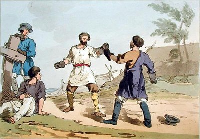 Boxeo, grabado por el artista, publicado en 1804 de John Augustus Atkinson