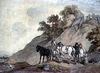 Carro y equipo en una gravera de John Augustus Atkinson
