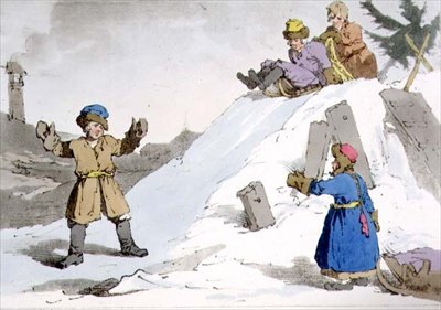 Niños Bajando una Colina de Hielo, placa 38 del Volumen II de 