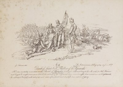 Muerte del Teniente Coronel William Miller de los 1º Guardias en la Batalla de Quatre Bas de John Augustus Atkinson