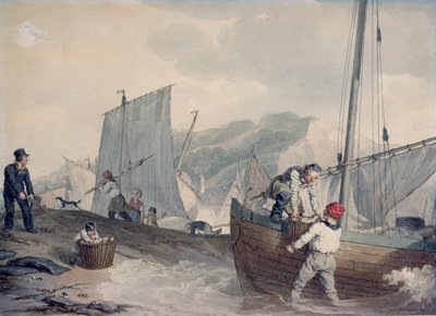 Barcos de pesca descargando de John Augustus Atkinson