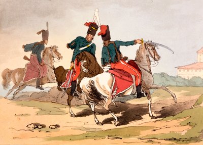 Húsares con uniformes de estilo húngaro, ilustración de 