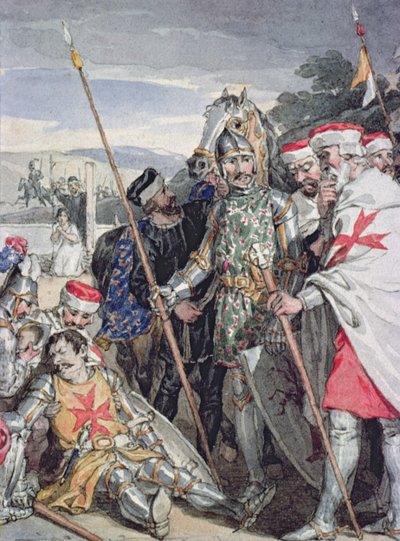 Ivanhoe de Sir Walter Scott: La muerte de Sir Brian de Bois-Guilbert de John Augustus Atkinson
