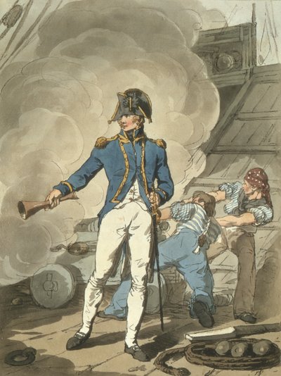 Capitán de navío de Costume of Great Britain, grabado por el artista, publicado por William Millar y James Walker, 1807 de John Augustus Atkinson