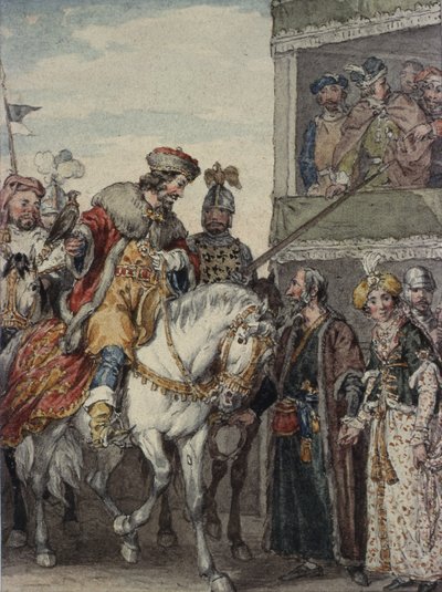 El príncipe Juan (1167-1216) e Isaac el judío en el Paso de Armas en Ashby de John Augustus Atkinson