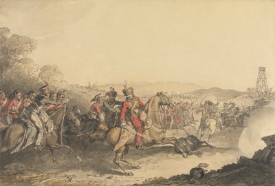 El marqués de Anglesea herido al frente de una carga de caballería pesada al final de la batalla de Waterloo de John Augustus Atkinson