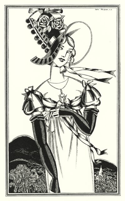 Ilustración para Don Juan de Lord Byron: Un bonete, que el bello sexo lleva (litografía) de John Austen