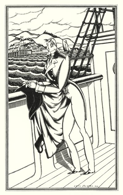¡Ilustración para Don Juan de Lord Byron: "Adieu, Adieu! Mi tierra natal" (litografía) de John Austen