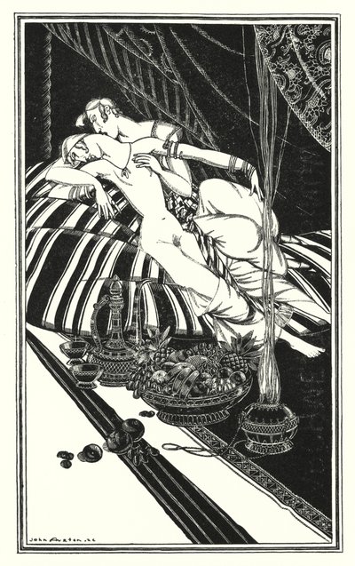 Ilustración para Don Juan de Lord Byron: Haidee y Juan no se casaron, la culpa fue de ellos, no mía (litografía) de John Austen