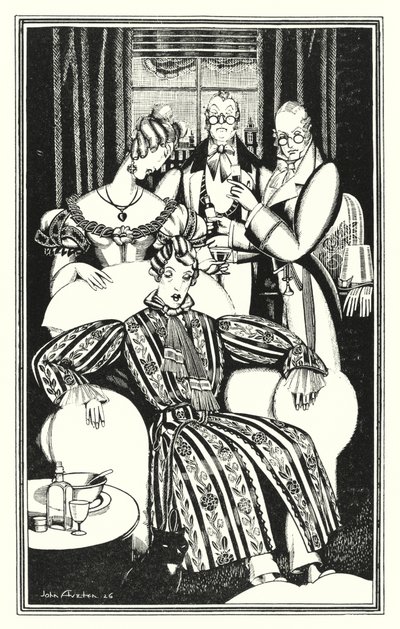 Ilustración para Don Juan de Lord Byron: No sé cómo fue, pero se enfermó (litografía) de John Austen