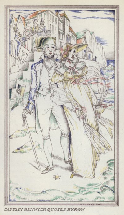 Ilustración para Persuasian de Jane Austen (litografía en color) de John Austen