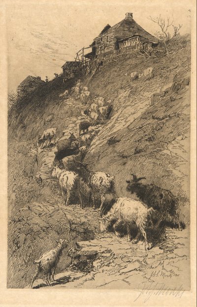 Paisaje sin título con cabras de John Austin Sands Monks