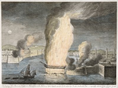 El Incendio de la Fragata Americana [sic] la Filadelfia en el Puerto de Trípoli, 1805 de John B. Guerazzi