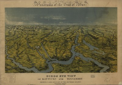 Vista aérea de Kentucky y Tennessee que muestra El Cairo y parte de los estados del sur. LOC 99447069 de John Bachmann