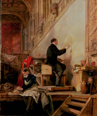 Daniel Maclise (1806-70) pintando su mural 
