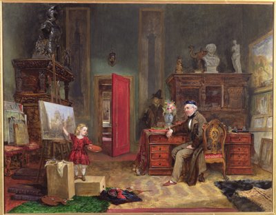 David Roberts (1796-1864) y su nieta en su estudio, c.1866 de John Ballantyne