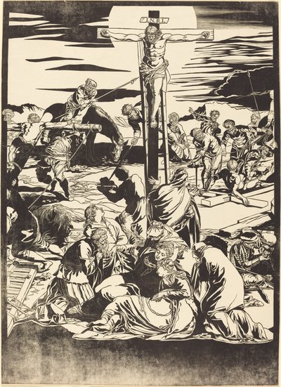 La Crucifixión (placa central) de John Baptist Jackson after Jacopo Tintoretto