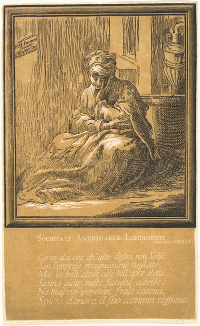 Mujer meditando de John Baptist Jackson, after Parmigianino