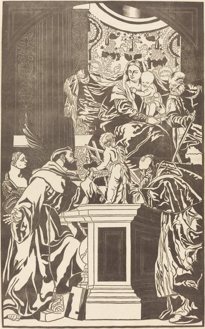 Sagrada Familia y Cuatro Santos de John Baptist Jackson after Veronese