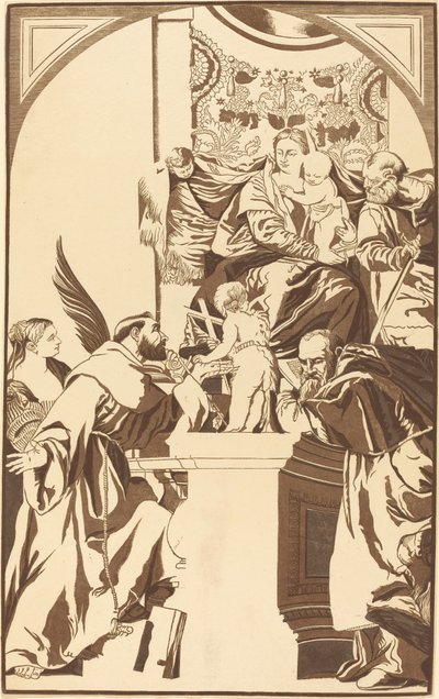 Sagrada Familia y Cuatro Santos de John Baptist Jackson after Veronese
