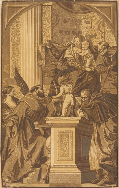 Sagrada Familia y Cuatro Santos de John Baptist Jackson after Veronese